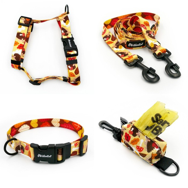 ACCESSORY KIT. Big dog. Hedgehog Dreamer Psiakrew Series; Collar, Harness, Leash, Pouch for poop bags