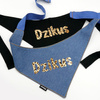 Psiakrew Denim Bandana mit dem Namen des Hundes Leopard