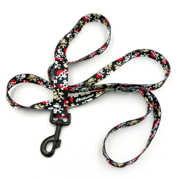 Hundeleine Pirates Breite 2,5 cm, 1" breit, kräftiger schwarzer Karabiner 8cm