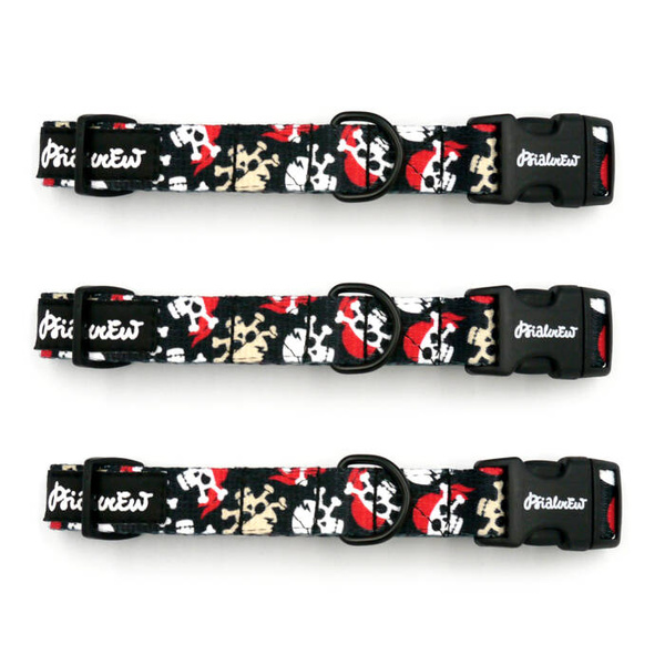 Dog Collar Psiakrew Pirates, 2 cm 0.78" wide, for smaller dogs black extras