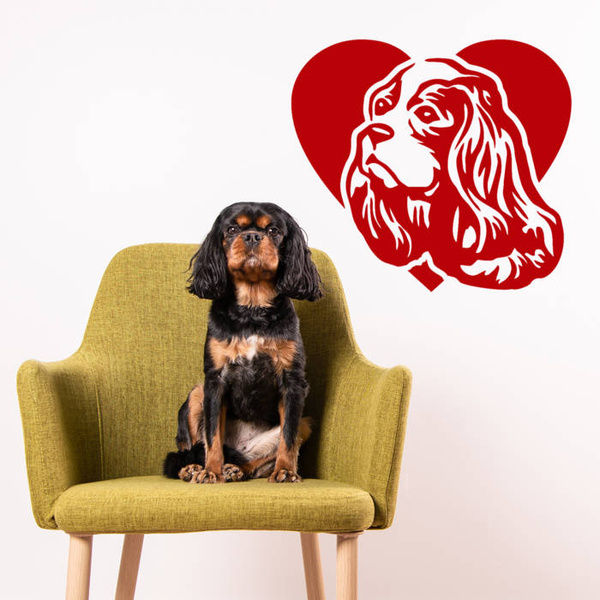 Cavalier King Charles Spaniel Love Dog wall decal Psiakrew