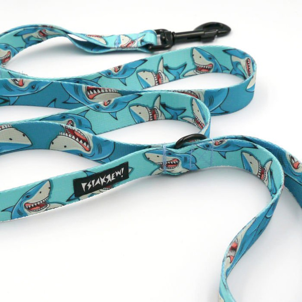 Dog Leash Shark width 2.5 cm, 1" wide, big black snap hook 8 cm