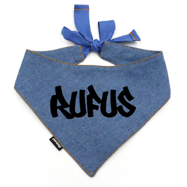 Psiakrew Denim Bandana mit dem Namen des Hundes, hip hop style