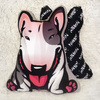 Decorative Dog Pillow Cushion Bull Terrier white with patch cuddly mascot