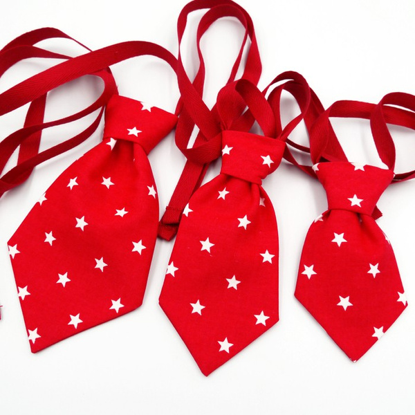 Red Christmas tie with white stars for a dog Psiakrew