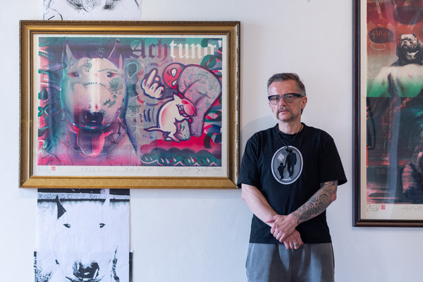 Litografia barwna PIES GO XXXXX grafika artystyczna, Krzysztof Świętek