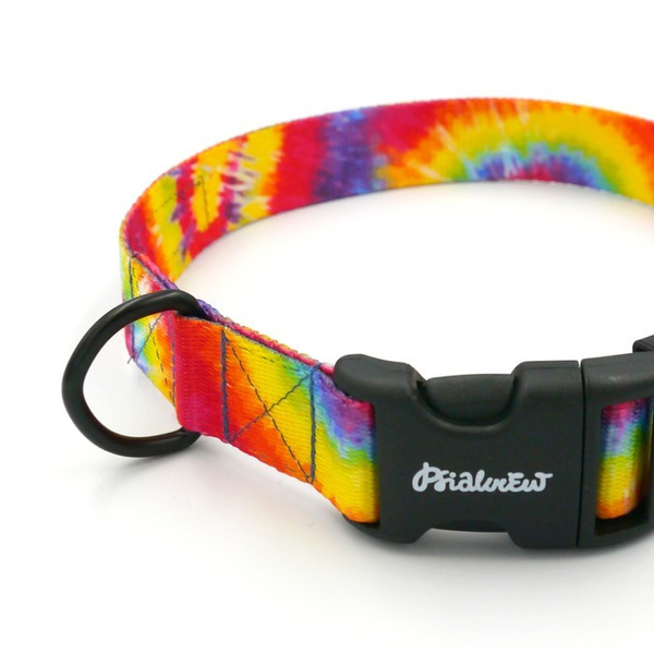 Obroża dla psa regulowana klamra zatrzaskowa Tie Dye Psiakrew 2,5 cm czarne okucia