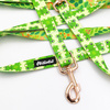 Dog Leash Green Frogs width 2.5 cm, 1" wide, pink gold, big snap hook 8 cm