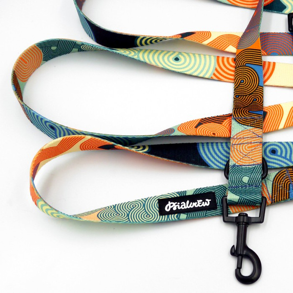 Hundeleine Geo Snake Psiakrew, Breite 2,5 cm, Karabiner 6 cm schwarz