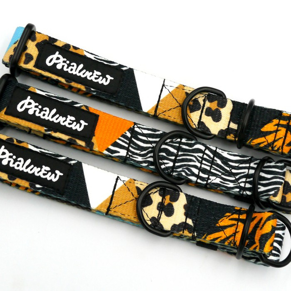 Half-Choke-Halsband Wild Animals, 2 cm breit, für kleine Hunde, schwarze Accessoires