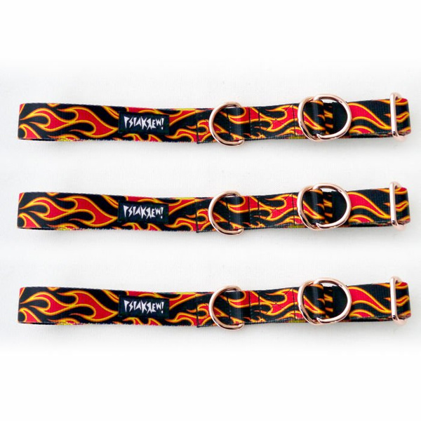 Half-choke collar Dog On Fire, 2.5 cm wide, medium and big dogs, rose gold