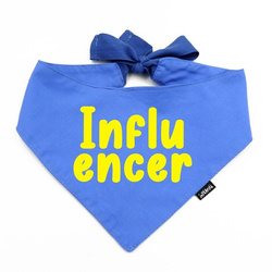 Dog Bandana INFLUENCER Psiakrew, personalized tied handkerchief, blue bandana scarf