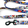Dog Leash Día de los Muertos width 2.5 cm, 1" wide, snap hook black 8cm