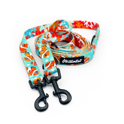 Long Dog Leash Blue Lagoon Psiakrew width 2 cm (0.78"), black snap hook 6 cm