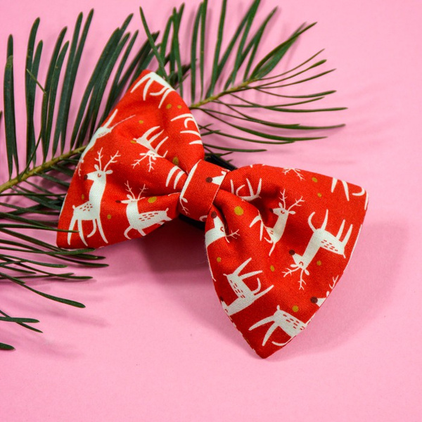 Christmas Dog Bow Tie Rudolphs, Pet Bow Tie, Bowtie, Collar Attachment