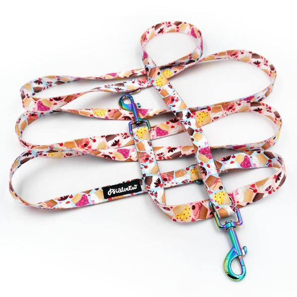 Long Dog Leash Hot Sweetness width 2 cm (0.78")  wide, Holo  petrol effect snap hook 7 cm