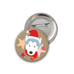 Przypinka Świąteczna Pies Husky Psiakrew Button Badzyk 25mm