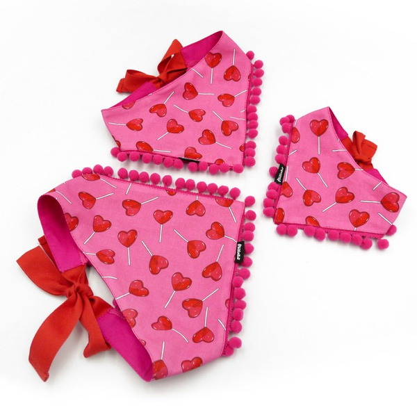 Hundehalstuch zum Valentinstag Lollipops Psiakrew gebundenes Taschentuch, Schal