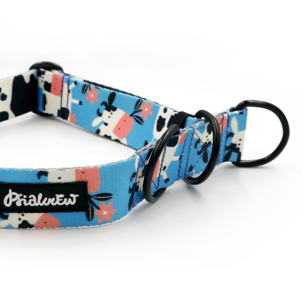 Half-choke collar Spotted Cow Psiakrew 3 cm wide, medium and big dogs, black extras