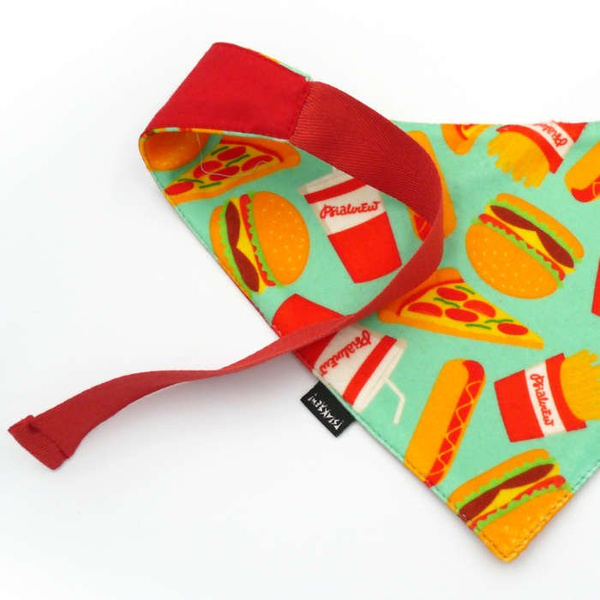 Bandamka dla psa Doggy Foodie, wiązana chusteczka, apaszka w hamburgery, hot dogi i pizzę