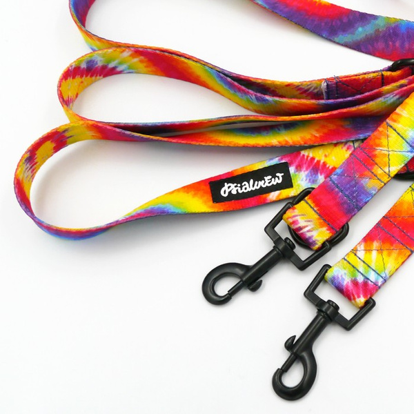 Dog Leash Tie Dye width 2.5 cm, 1" wide, snap hook black 6cm
