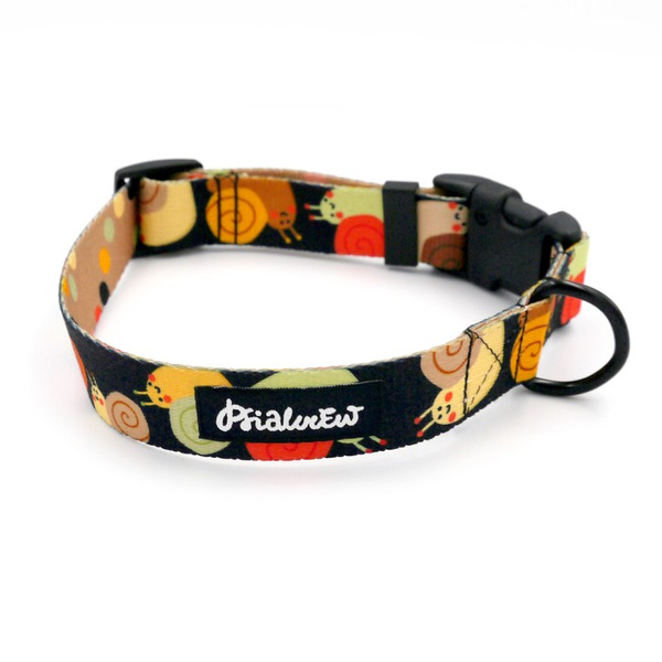 Dog Collar Snail Family Psiakrew 2.5 cm 1"  wide, black fittings