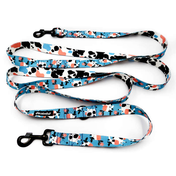 Dog Leash Spotted Cow width 2.5 cm, 1" wide, snap hook black 8cm