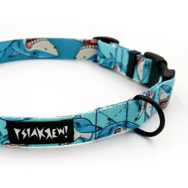 Dog Collar Psiakrew Shark, 2 cm 0.78" wide, for small dogs, black extras