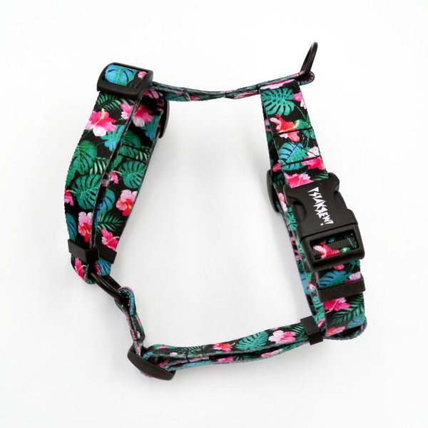 Harness for Dog, Model Tropical Monstera Guard Harness, black extras