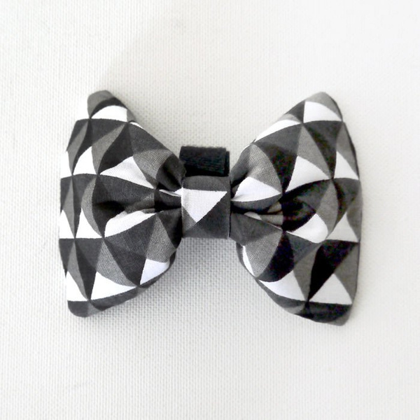 Black, grey, white Dog Bow Tie Momo, Pet Bow Tie, Bowtie, Collar Attachment