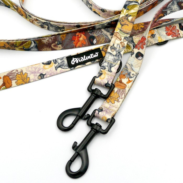 Long Dog Leash Forest Treasures Psiakrew width 2 cm (0.78"),  black snap hook 7 cm (3,15")