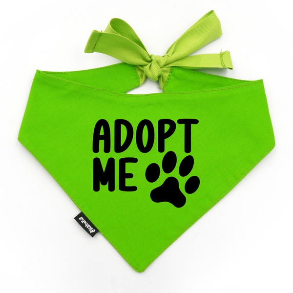 Dog Bandana Adopt Me Psiakrew, personalized tied handkerchief, green bandana scarf