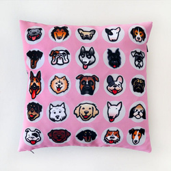 Pillow Colored Dogs Decorative Cushion Pink Psiakrew 