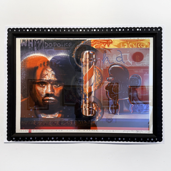 Litografia barwna NEW SCHOOL BARBER POLE grafika artystyczna Krzysztof Świętek