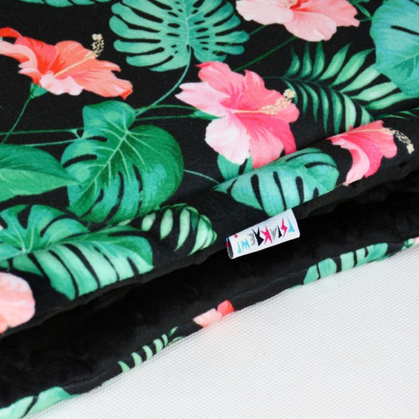 Kocyk dla psa Tropical Monstera Psiakrew, mata, pled dla psa w tropikalne wzory, polar Minky