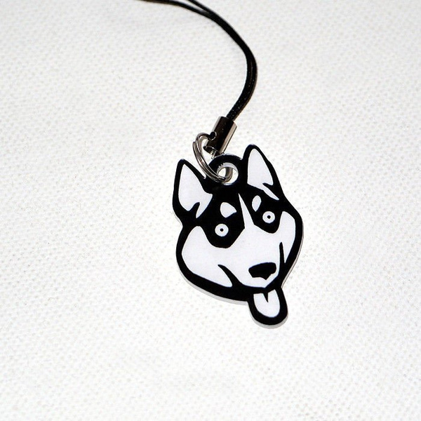 Husky dog pendant, phone tag, charms