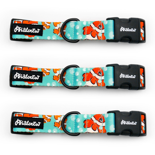 Adjustable Dog Collar with Snap Buckle Blue Lagoon Psiakrew 2.5 cm, Black Fittings