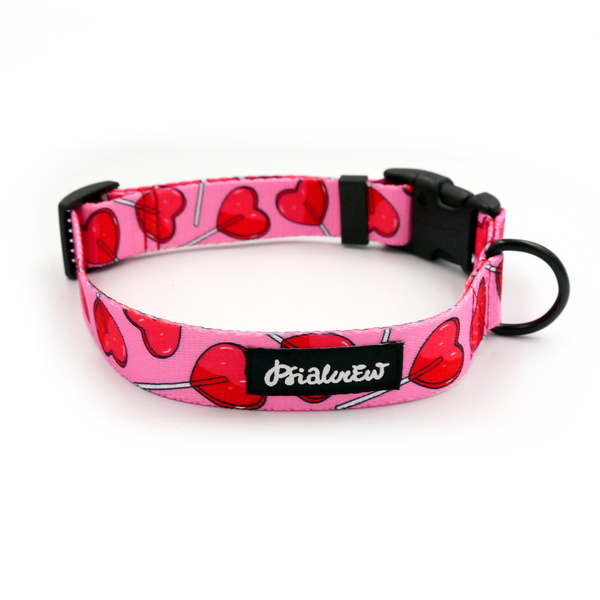 Dog Collar Lollipops Psiakrew 2.5 cm 1" wide, black fittings