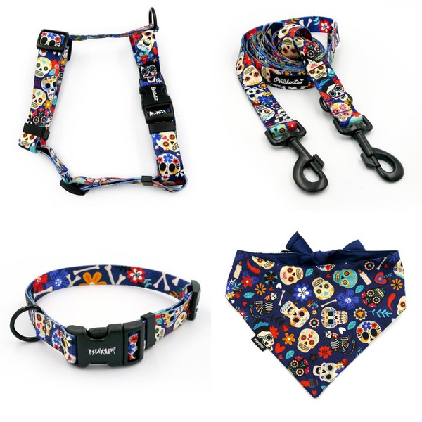 ACCESSORY KIT. Big dog. Día de los Muertos Psiakrew Series; Collar, Harness, Leash, Bandana