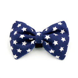 Dark Blue Dog Bow Tie, gift for dog, White Stars Pet Bow Tie, Bowtie, Collar Attachment