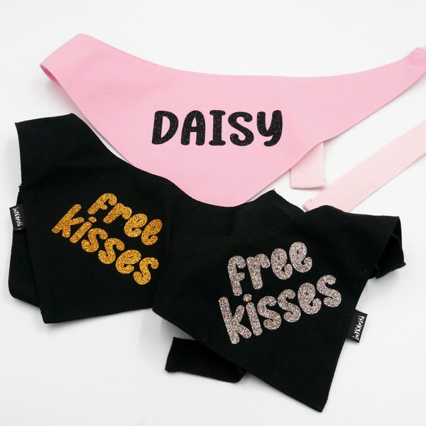 Bandana with the name of the Dog Psiakrew, personalized tied handkerchief, pink bandana scarf