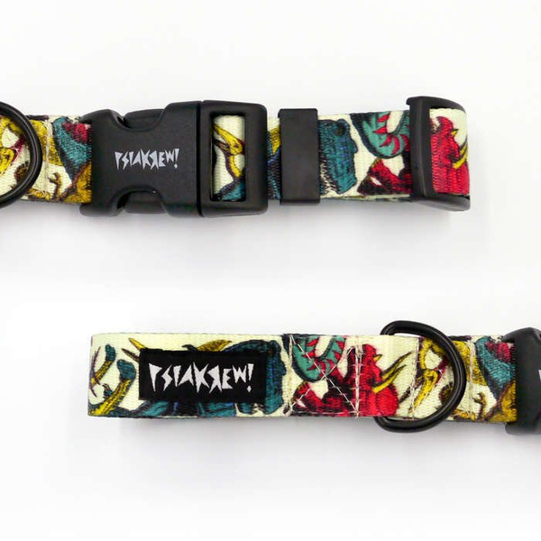 Dog Collar Psiakrew Jurassic Bark 2.5 cm, 1" wide, black extras