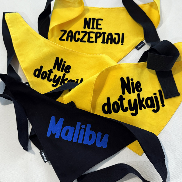 Bandana with the name of the Dog Psiakrew, personalized tied handkerchief, black bandana scarf