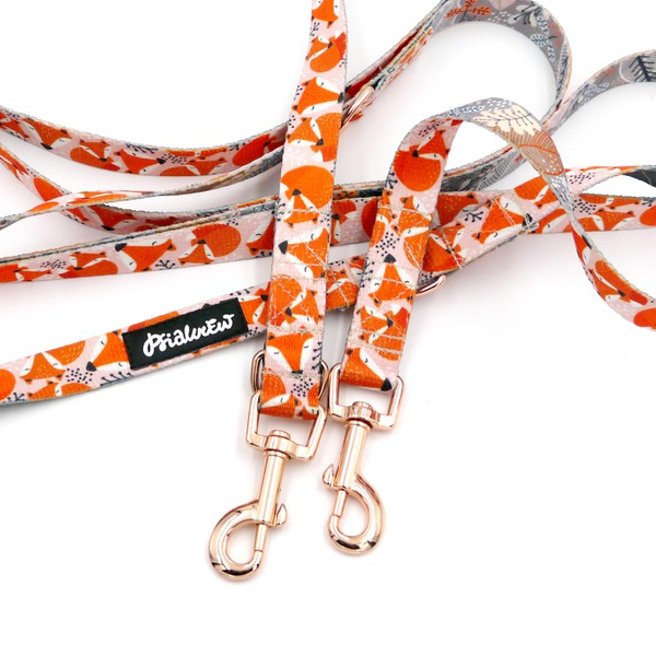 Hundeleine Foxy Lady Psiakrew Breite 2 cm, Roségold Karabinerhaken 6 cm