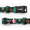 Dog Collar Psiakrew Tropical Monstera 2.5 cm wide, black extras