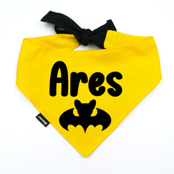 Halloween Dog Bandana with Name – BAT by Psiakrew,  yellow bandana scarf