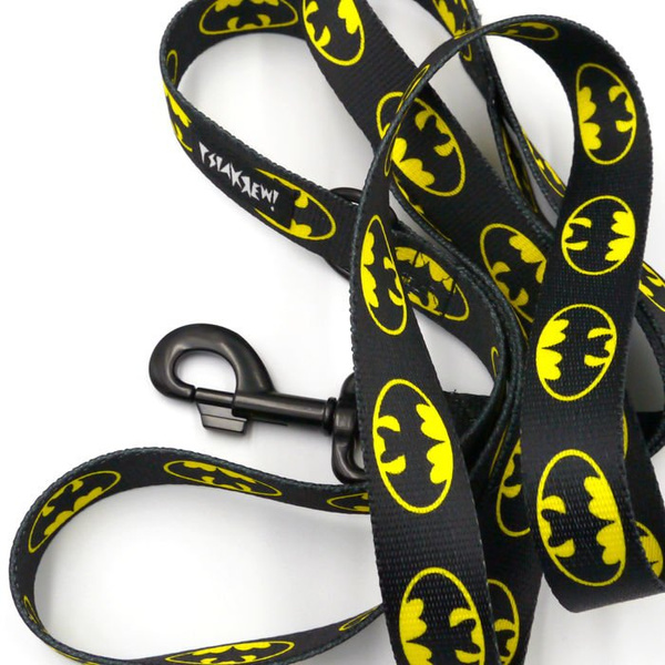Dog Leash Batdog width 2.5 cm, 1" wide, big black snap hook 8 cm