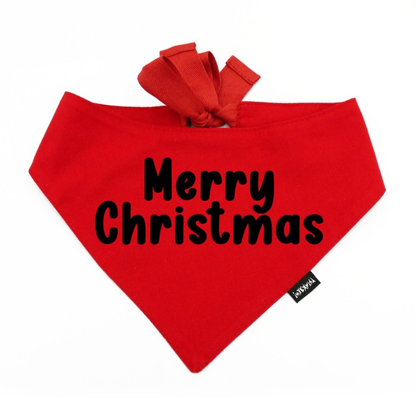 Czerwona Bandana z czarnym napisem Merry Christmas Psiakrew