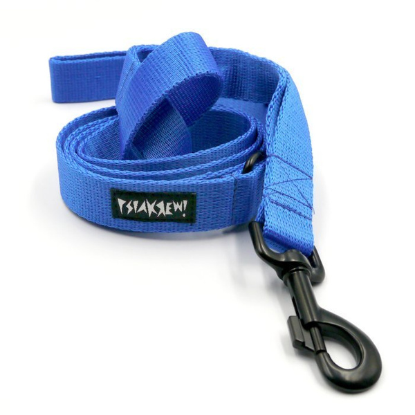 Dog Leash Blue width 2.5 cm, 1"  wide, black snap hook 8cm