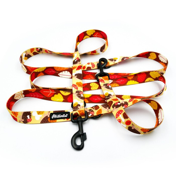 Dog Leash Día de los Muertos width 2.5 cm, 1"  wide, snap hook black 8cm